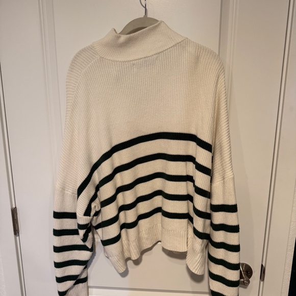 Mango Striped Sweater with zip - White/Green XXL - Picture 7 of 8